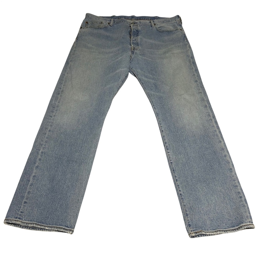 Levis 501 Original Fit Jeans Mens W40 L32 Light Blue Wash Straight Button Fly